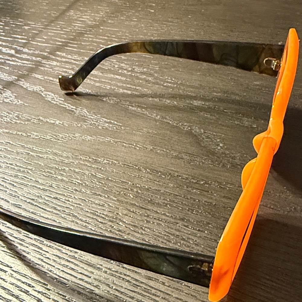 Bright Orange Frame Rectangular Sunglasses - image 4